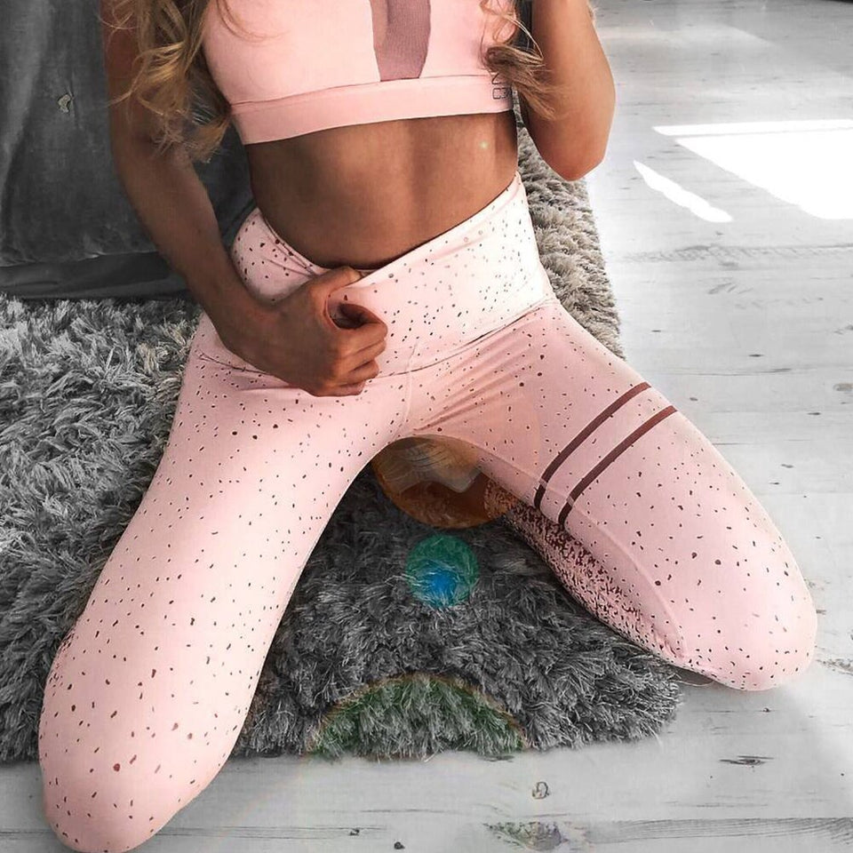 2019 Lady Gold Stamp Print Stretchy High Waist Seamless Leggings Yoga Pants Trousers Energy Seamless Leggings Gym Girl leggins