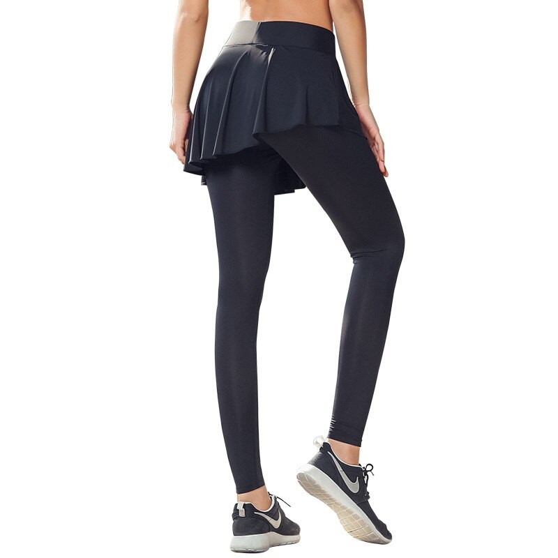 2019 Elastic Yoga Pants Women With Skirt Fitness Leggings Workout Sports Running Leggings Girls Gym Wear Slim Pants