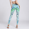 Fresh Green Peacock printed yoga pants women sexy tight fashion outdoor sports fitness leggings running sports leggings HK132