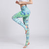 Fresh Green Peacock printed yoga pants women sexy tight fashion outdoor sports fitness leggings running sports leggings HK132