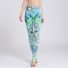 Fresh Green Peacock printed yoga pants women sexy tight fashion outdoor sports fitness leggings running sports leggings HK132