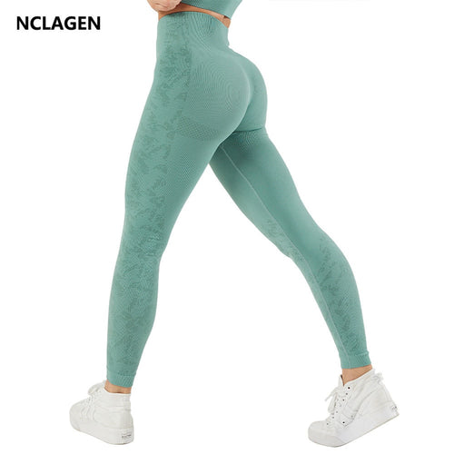 NCLAGEN Seamless Leggings Women High Waist Tights Cropped Elastic GYM Yoga Pants Squat Proof Butt Lift Athletic Active Fitness