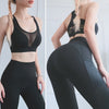 Phone Pocket Yoga Set Workout Sportswear Women Clothing Fitness Suit Crop Top Bra High Waist Pants Leggings Push up Sports Suits
