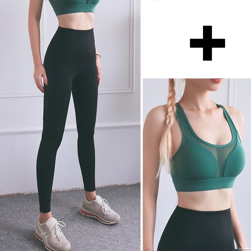 Phone Pocket Yoga Set Workout Sportswear Women Clothing Fitness Suit Crop Top Bra High Waist Pants Leggings Push up Sports Suits
