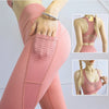 Phone Pocket Yoga Set Workout Sportswear Women Clothing Fitness Suit Crop Top Bra High Waist Pants Leggings Push up Sports Suits