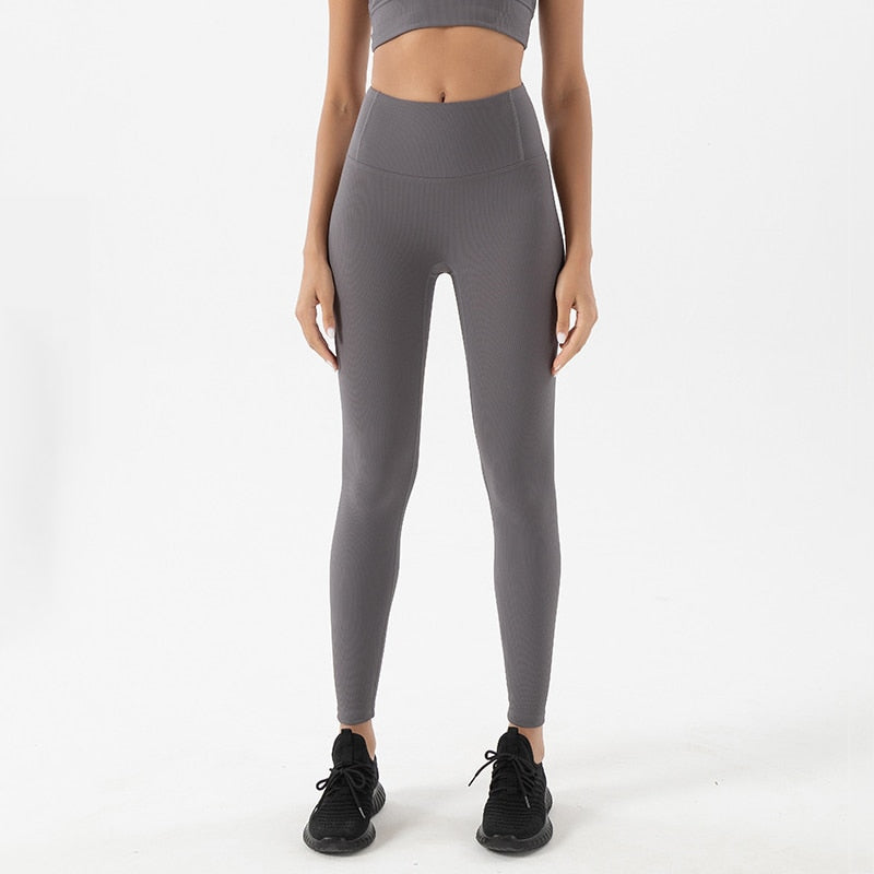 Ribbed Yoga Pants Leggings Women's Tights Super Stretch Sports Pants Gym Clothing Women's High-Waisted Abdomen Leggings 7 Colors