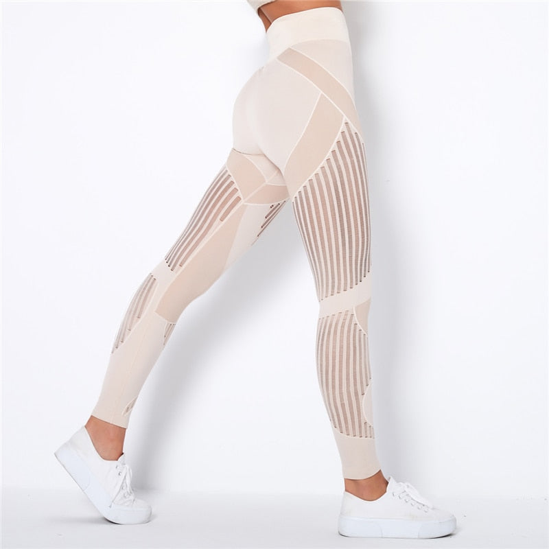 YUECAIDI Leggings High Waist Winter Clothes Women Pants Women Yoga Gym Leggings Women Sport Leggings Workout Leggings With Mesh