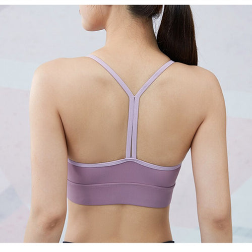 Sexy Y-Shaped Back Yoga Crop Top Bra Inner Padded Fitness Tank Tops Push Up Elastic Sport Bra Gym Vest Workout Female Underwear