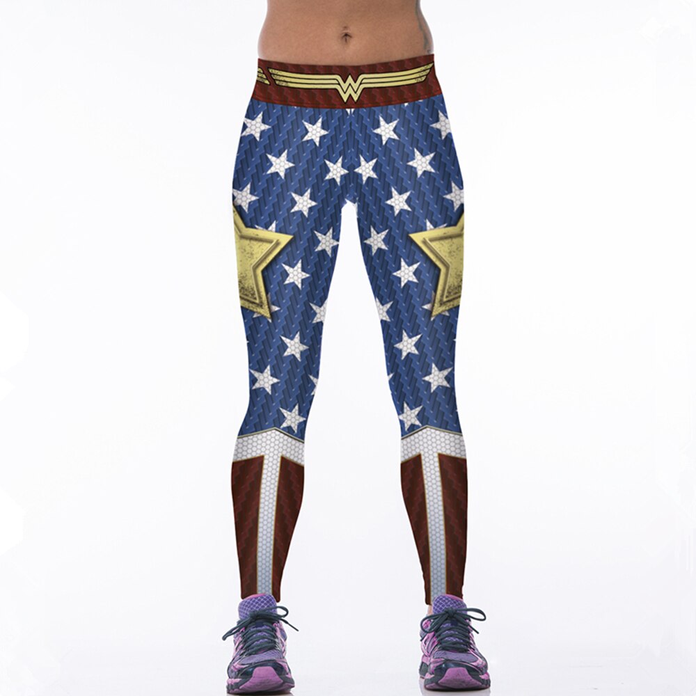 Sport Leggings Women Stars 3D Print Yoga Pant Quick Dry Superhero Leggins Gym Fitness Running Tights Slim Trouser Gymwear Female