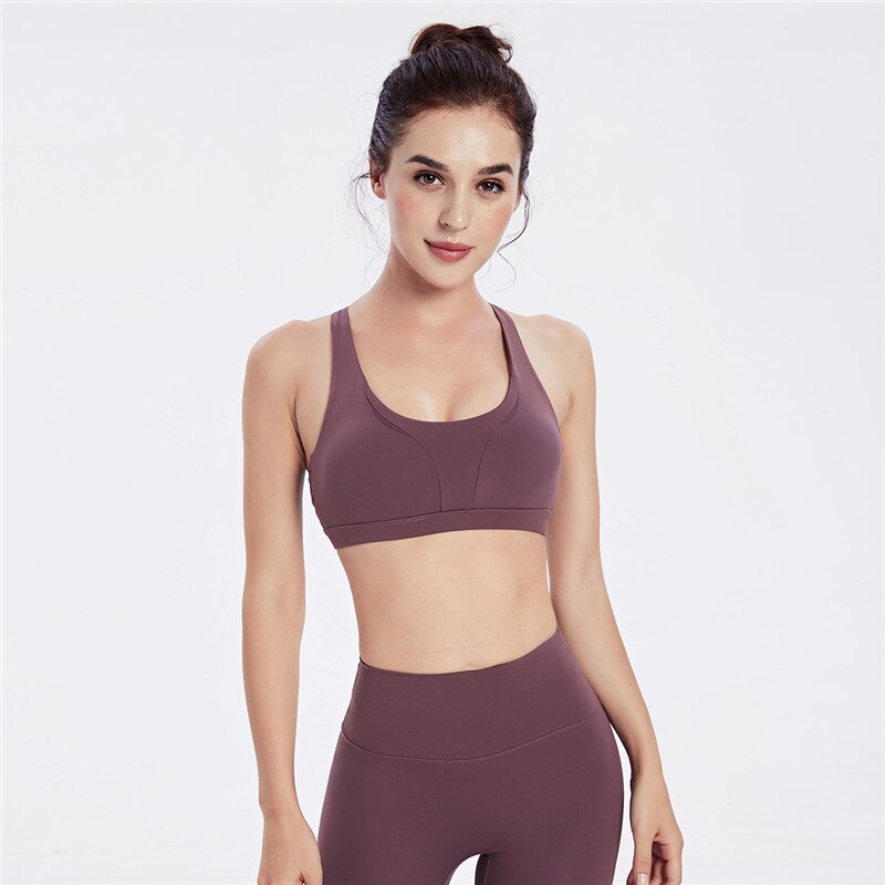 Cross Back Strappy Sports Bra Fitness Yoga Bra Back Women Nylon Gym Workout Crop Tops Push Up Fitness Underwear