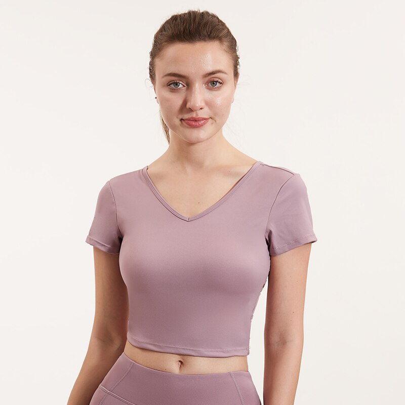 Vansydical Women's Yoga Tops Sexy Hollow Back Sportswear Short Sleeves High Waist Gym Clothing Fitness Workout T-shirt Padded
