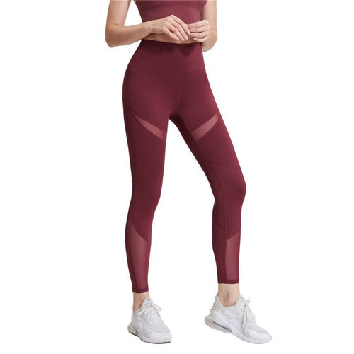 YUECAIDI High Waist Yoga Pants Women Mesh Fitness Running Trousers Female Workout Gym Sports Leggings