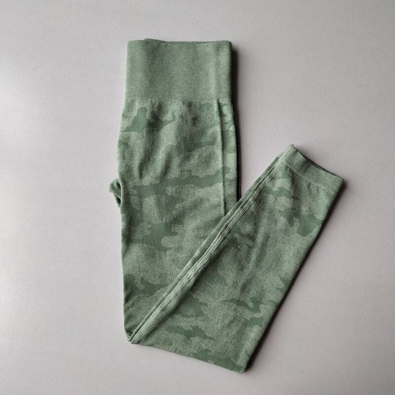 Women Camo Seamless Tummy Control Yoga Pants High Waist Sport Leggings Stretch Fit Gym Tights Camouflage Workout Running Pants
