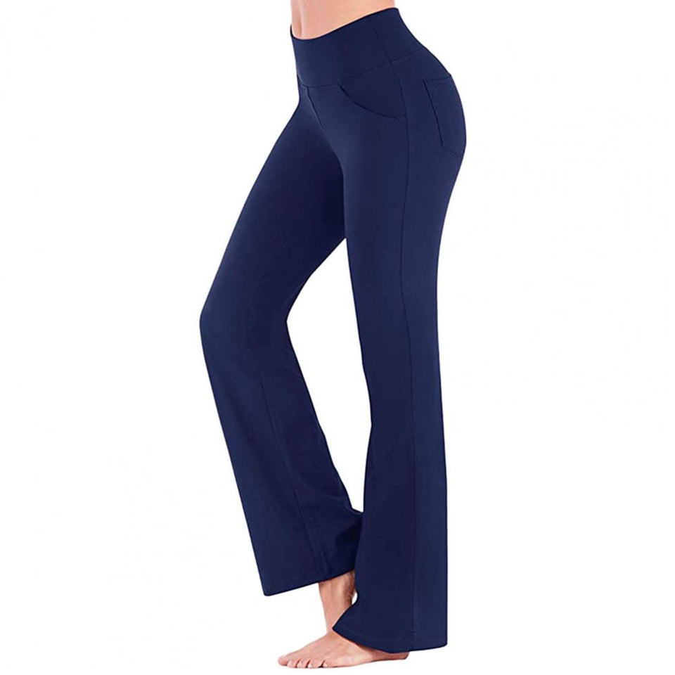 Women Pants All Match Yoga Pants Stretchy Women High Waist Solid Color Bootcut Pants Legs Pants High Waist Ladies for Running