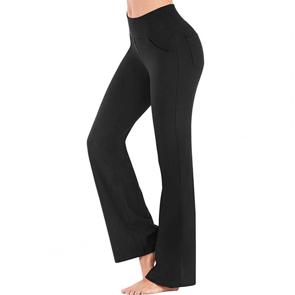 Women Pants All Match Yoga Pants Stretchy Women High Waist Solid Color Bootcut Pants Legs Pants High Waist Ladies for Running
